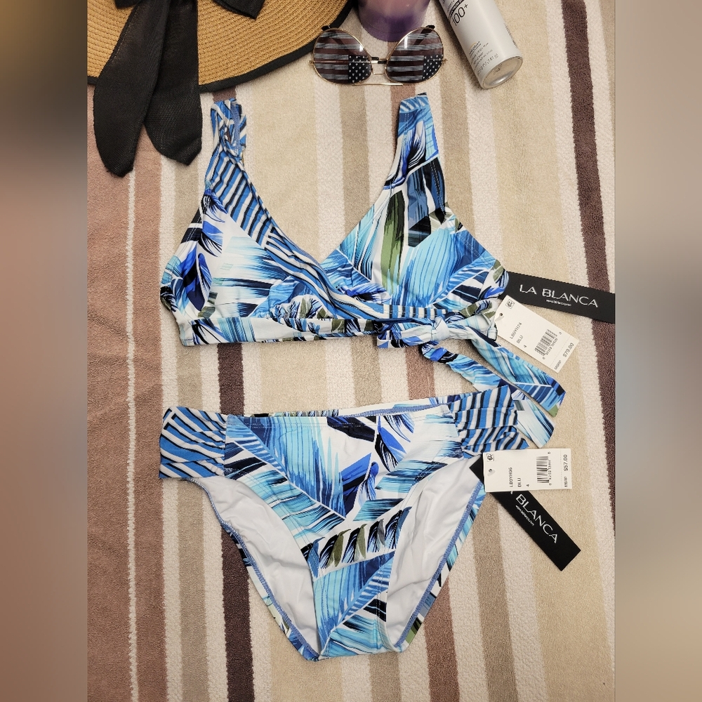 LA BLANCA Two Cool Faux Wrap Bikini Set